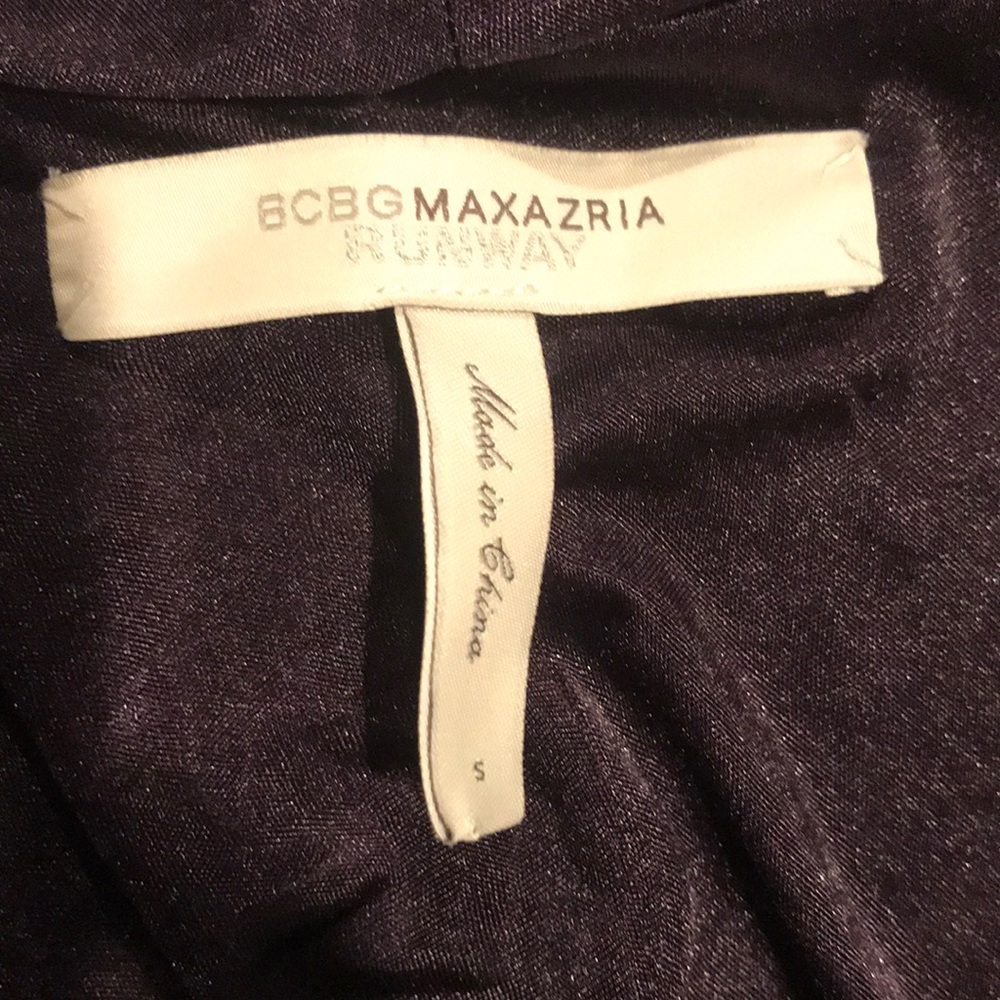 BCBG MAXAZRIA Runway Twisted Waist Plumberry Combo Draped Silk Dress - Picture 10 of 12